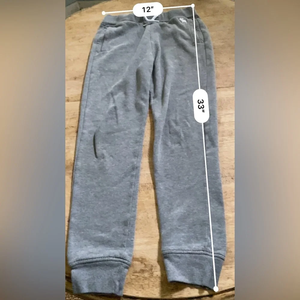 Abercrombie Kids Sz 13/14 Heather Gray Fleece Logo Joggers‎